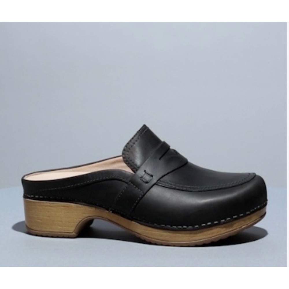 Dansko Bel Loafer Mules Clogs 36 Chunky Casual Work Leather Comfort Black Brown